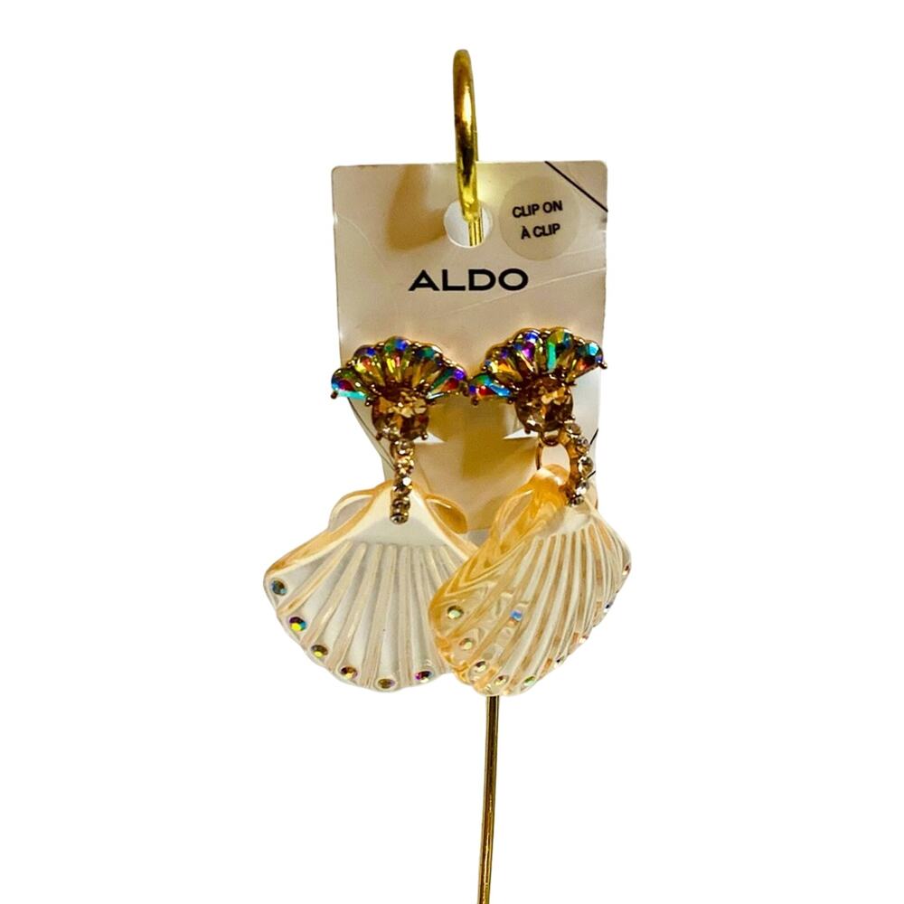 Aldo Clear Shell Clip On Earrings